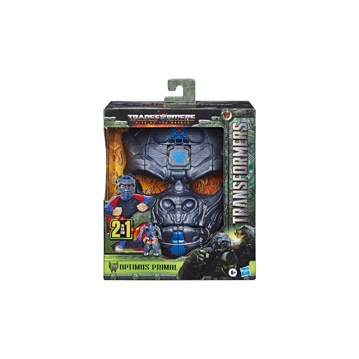 transformers: rise of the beasts - maschera + personaggio 2 in 1 optimus primal