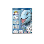 set attività pops mondo marino - 3 disegni 3d, 7 pennarelli, 3 fogli adesivi