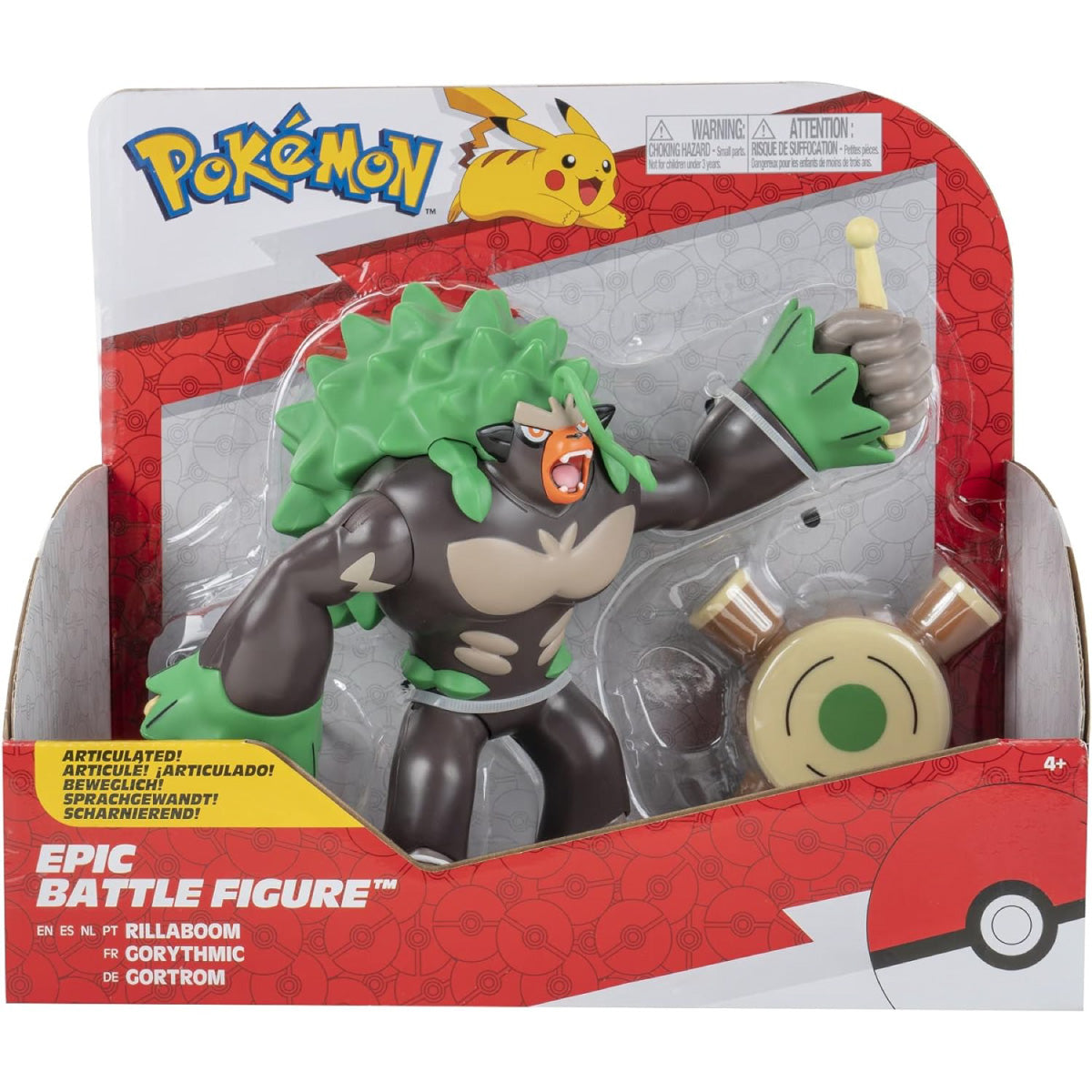 pokémon - epic battle figure - personaggio gigante 30cm - rillaboom