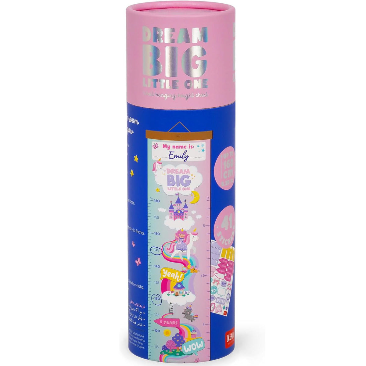 wall-hanging height chart - dream big little one - unicorno
