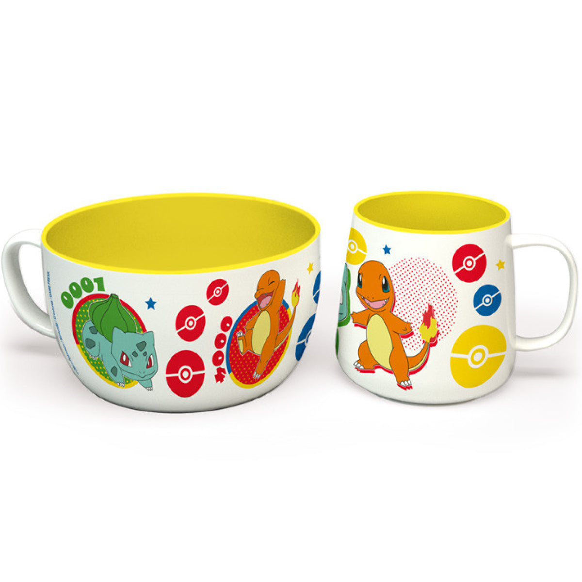 pokemon - set da colazione - tazza + ciotola - pikachu & kanto starters