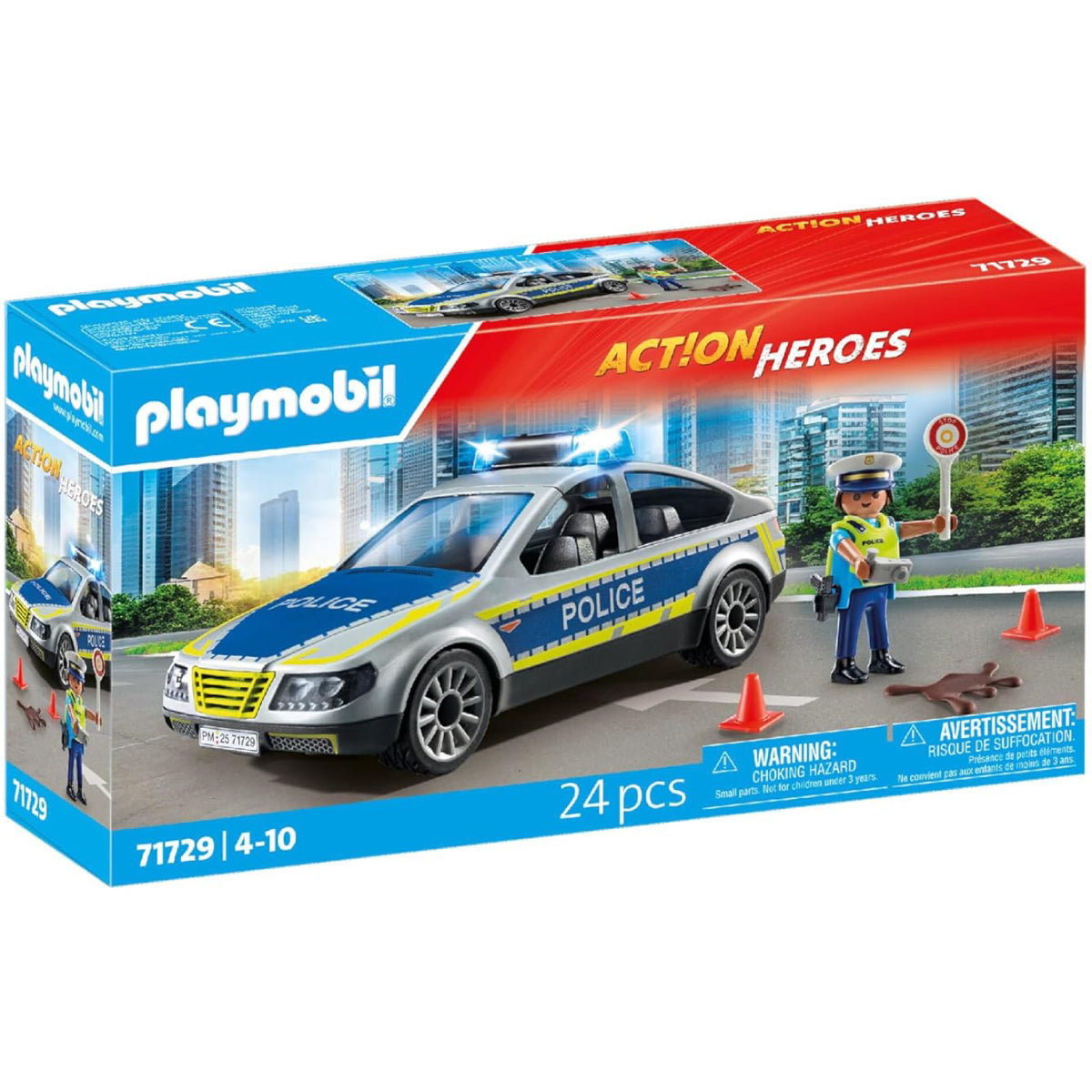 auto della polizia con luci e suoni