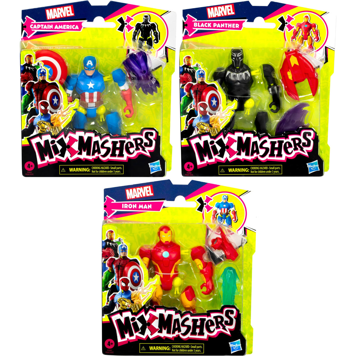 marvel - mixmashers - personaggio con accessori - modello assortito cpt. america/black panther/iron man