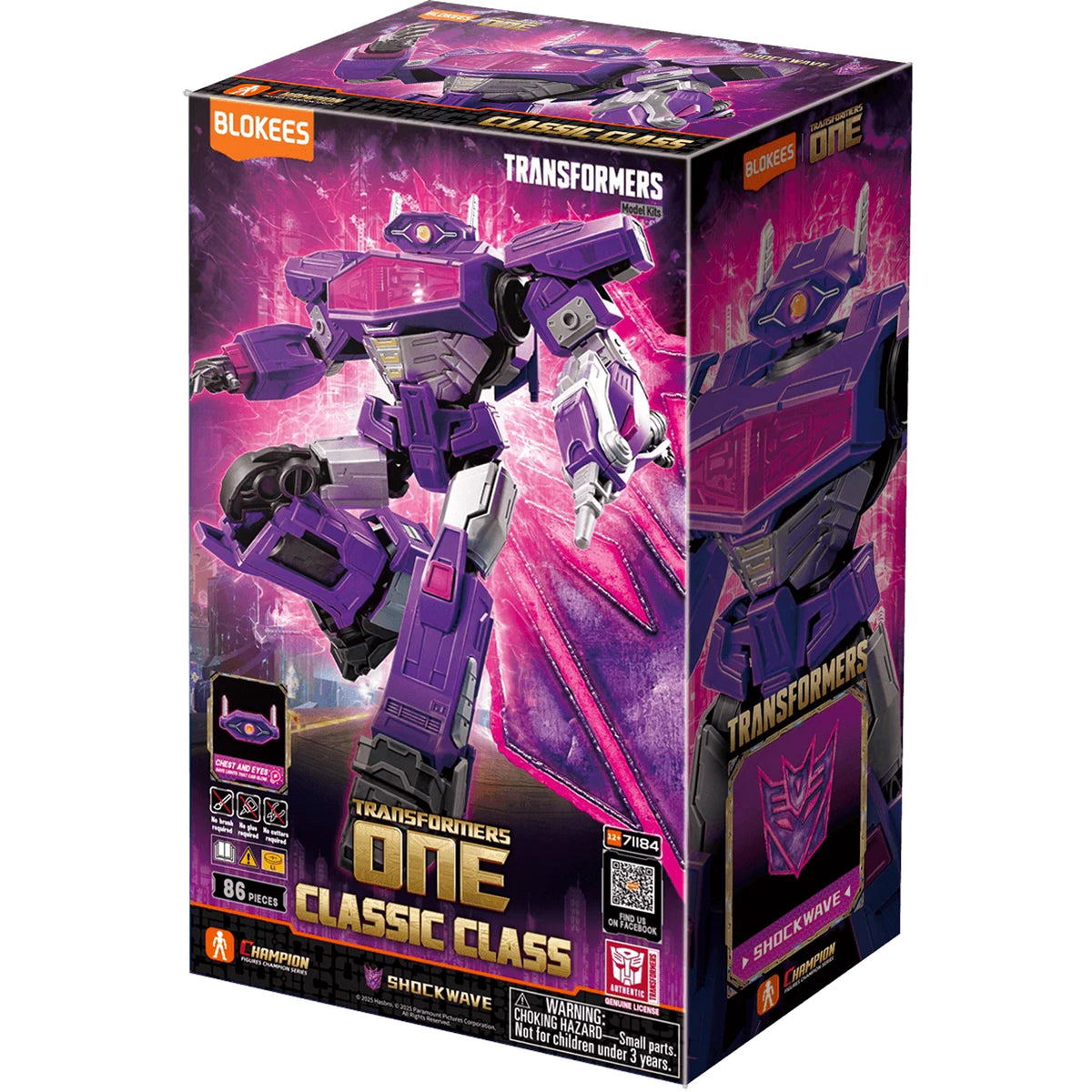 transformers one - classic class 18 - shockwave - 86pz - light-up eyes e chest