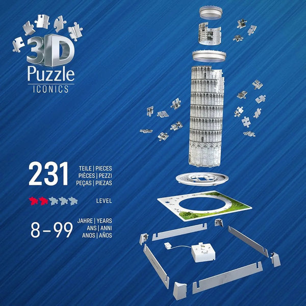 torre di pisa - puzzle 3d con led