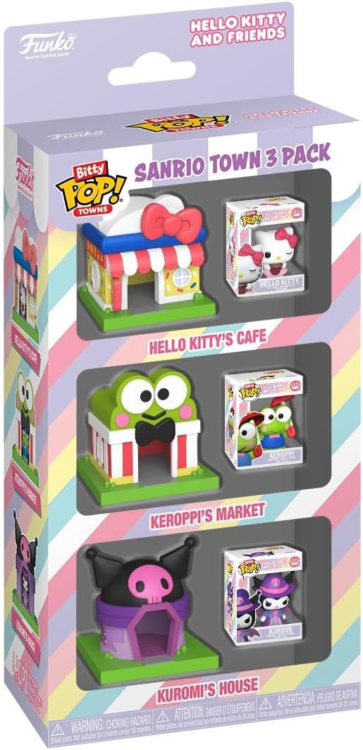 hello kitty: sanrio town - 3 personaggi assortiti - funko bitty pop town