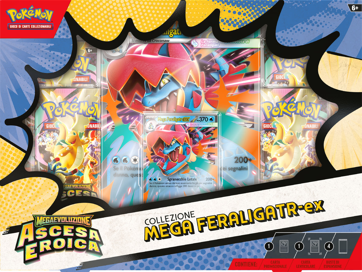 pokemon - megaevouzione - ascesa eroica - collezione mega feraligatr ex (ita)