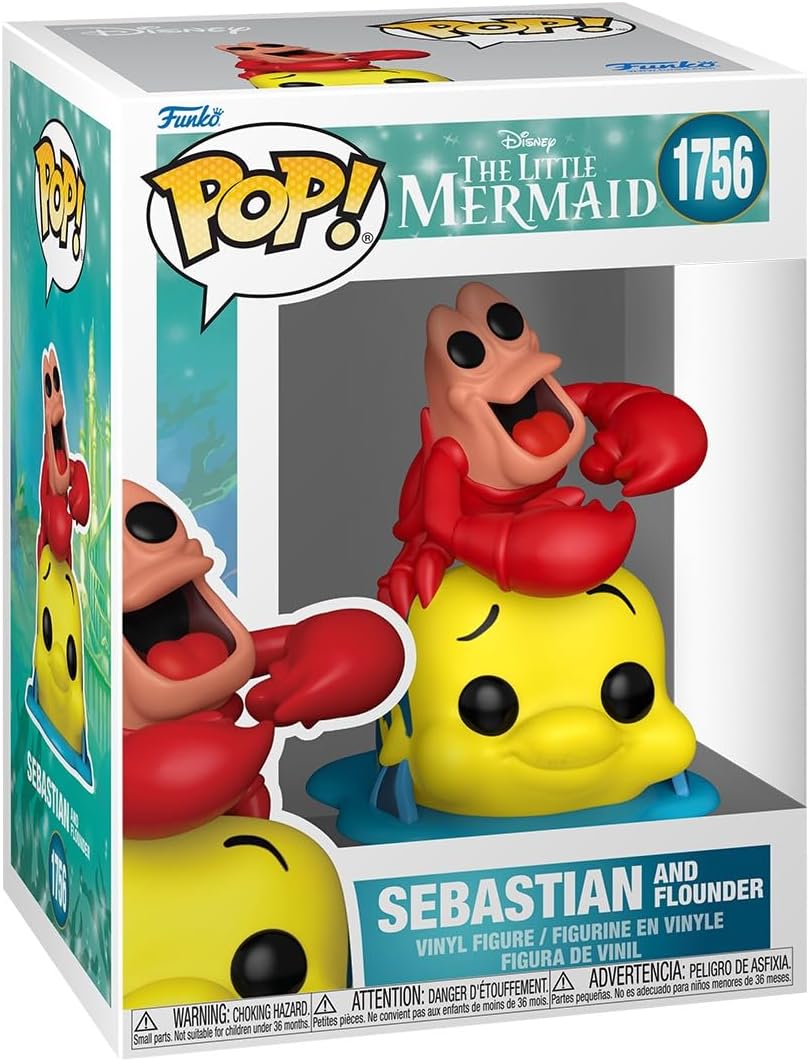 the little mermaid - sebastian & flounder 9 cm - funko pop! 1756
