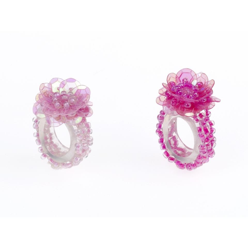 anello mira rosa e fucsia con fiore di perline