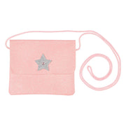 borsa bapke glitter rosa con stella argento