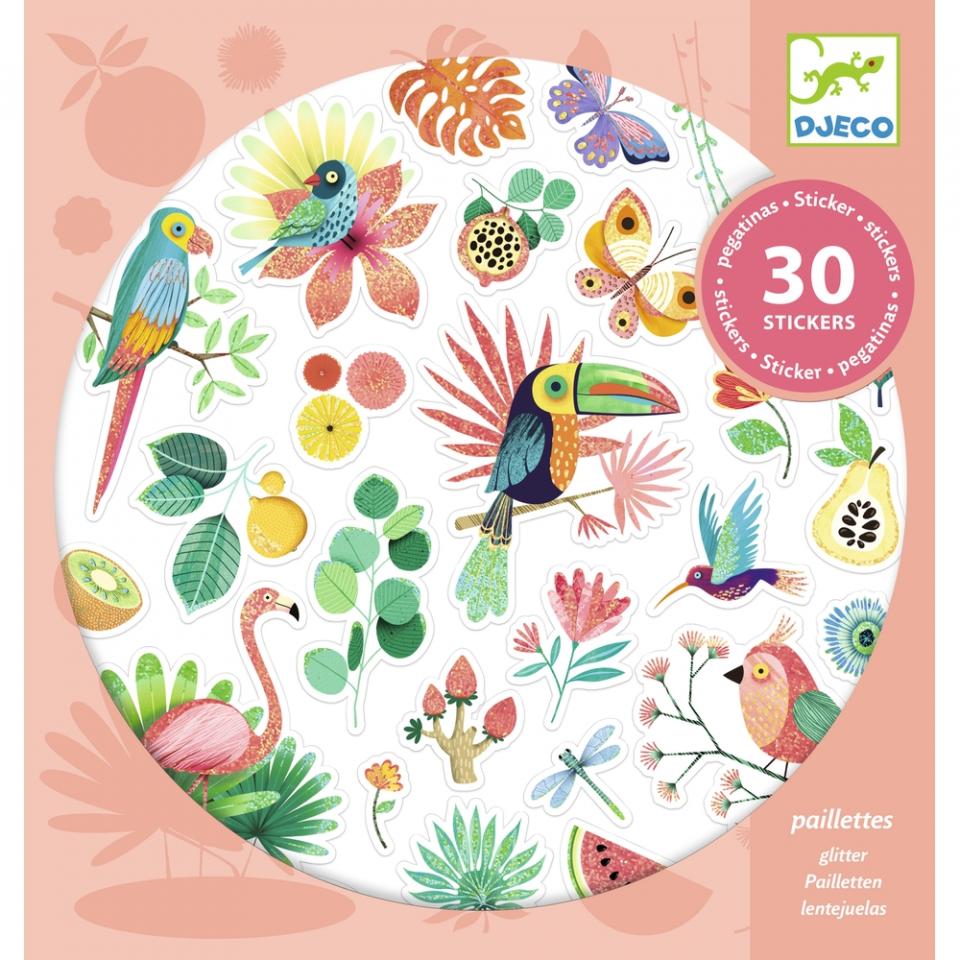 natura tropicale - 30 sticker con glitter