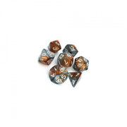 gemini bronzo e acciaio/bianco - set di 7 dadi poliedrici